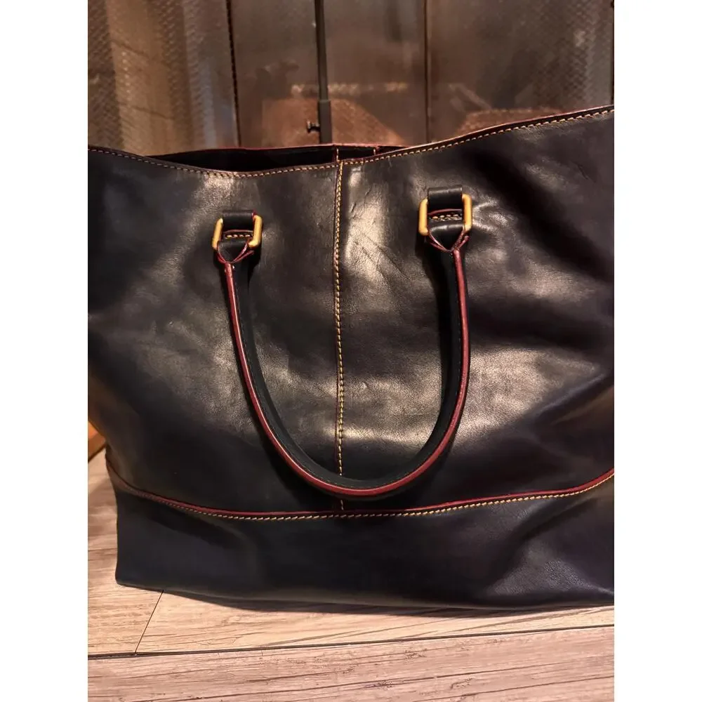 Navy Dooney Bourke Florentine Leather Chelsea Convertible Tote Bag